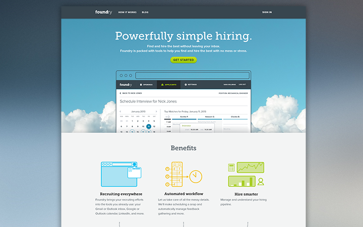 foundry hiring homepage website layout