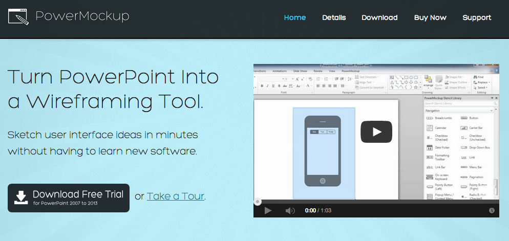 Power Mockup allows you to prototype directly in your Power Point