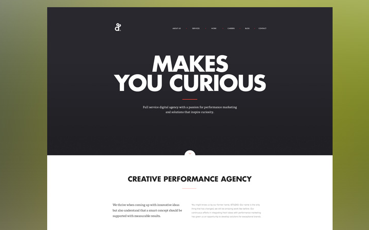 dark white contrast agency website flat design