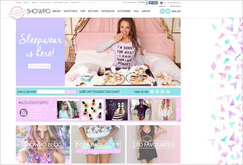 Girlish Website Showpo with Background Triangles