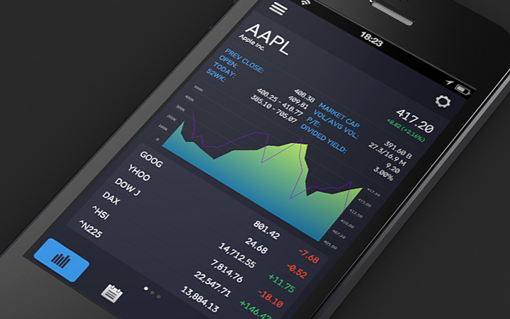 stock app iphone redesign dark interface
