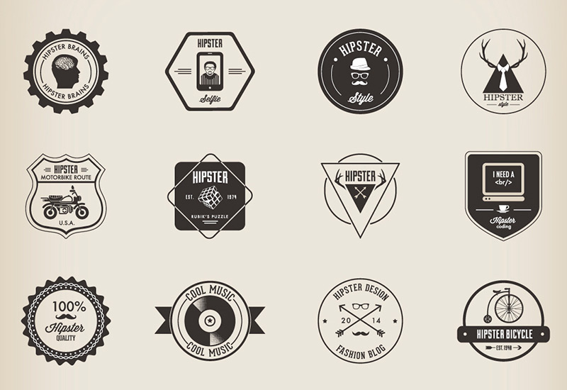 32 hipster badges