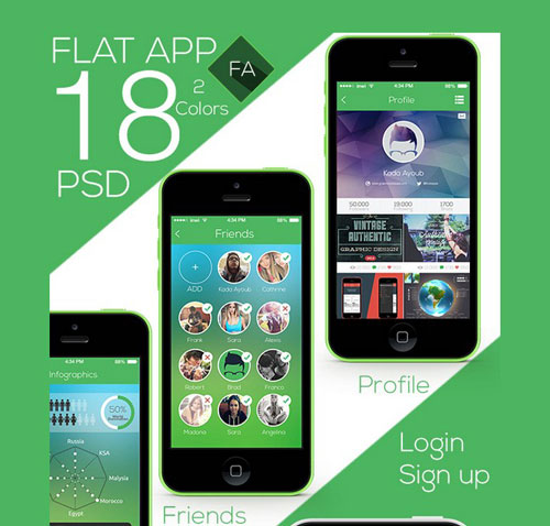 Flat App Ui Full Project Free PSD File