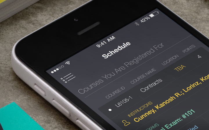 dark iphone app ui schedule planner