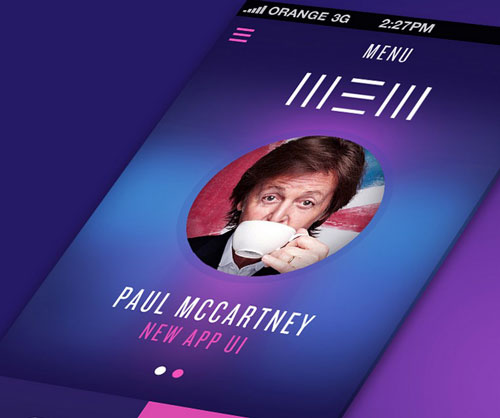 Paul McCartney 'New' inspired Free app UI PSD
