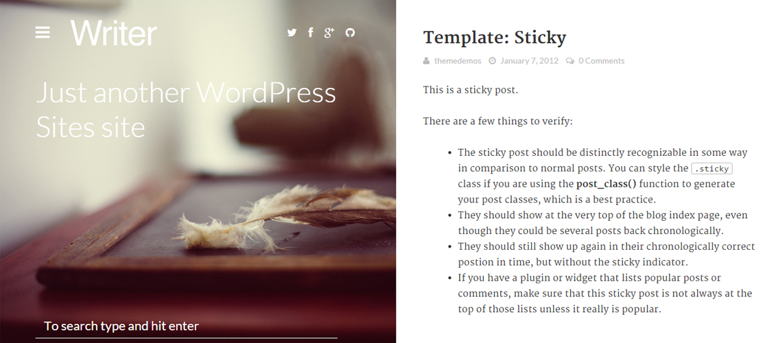 Writer  Bold WordPress Bloggin Theme