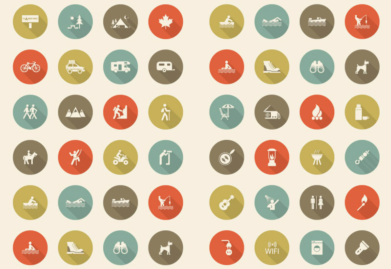 Camping and recreation icon set