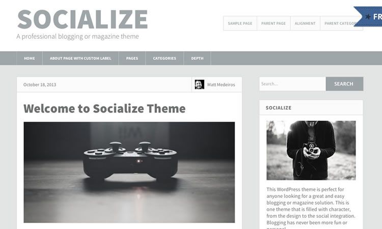 Socialize Lite (Blogging theme)