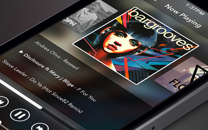 iphone app music player dark ui
