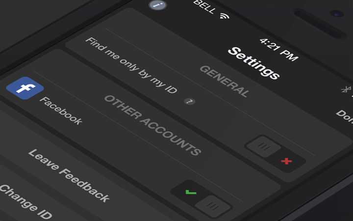 dark iphone app interface settings page panel