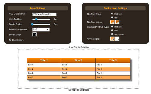 CSS Table Generator