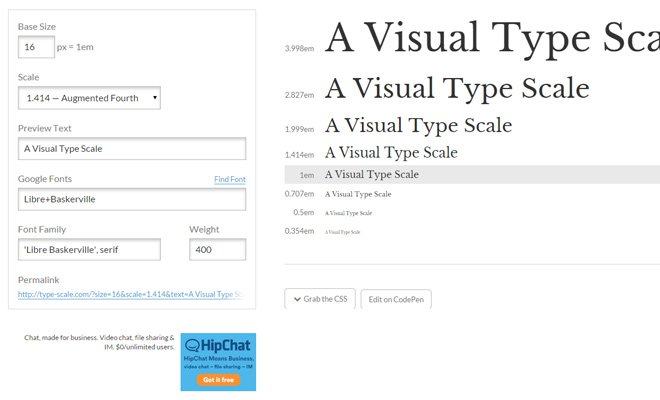 type scale web typography visual calculator