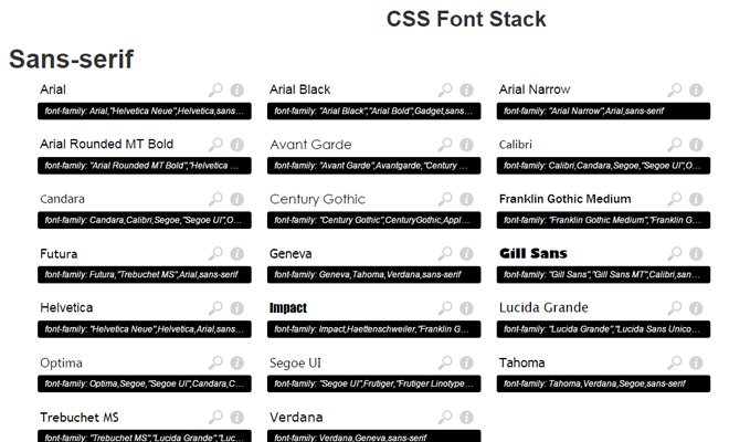 css font stack online webapp resource