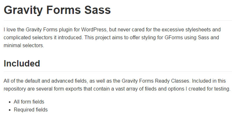 Gravity Forms Sass