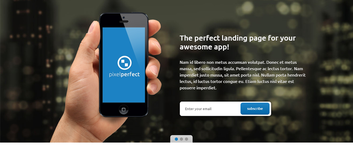 PixelPerfect - Responsive Landing Page WP Theme