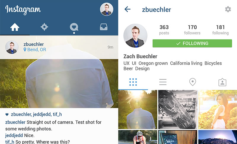 Instagram in Material Design Templates by Zach Buechler
