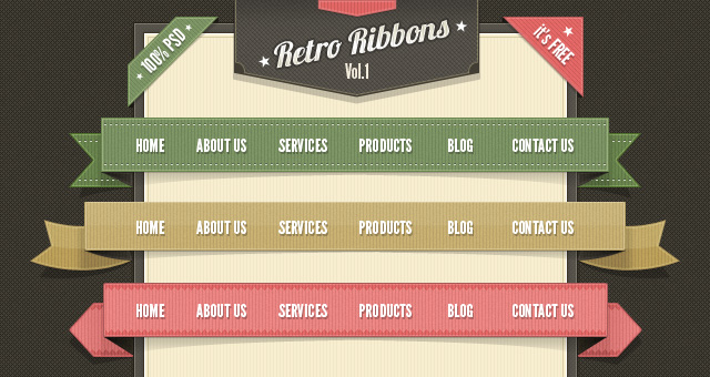 Retro Web Ribbons Vintage Psd Pack