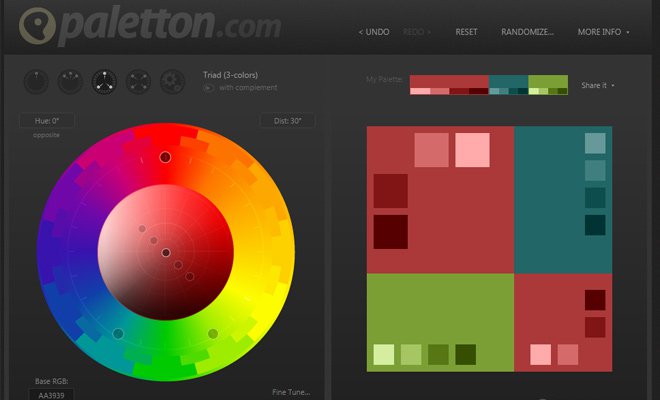 paletton color schemes matching webapp