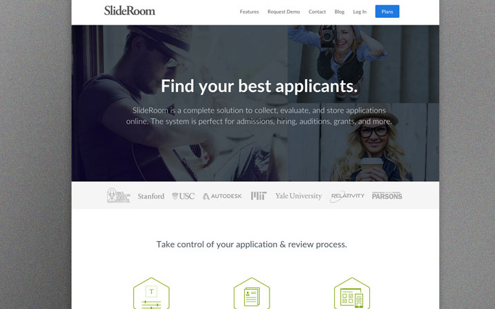 slideroom homepage mockup design