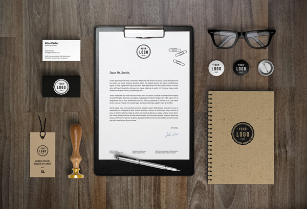 Rustic Brand Identity Mockup Free PSD