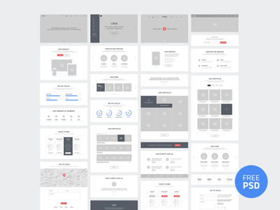 One Page Website Wireframes