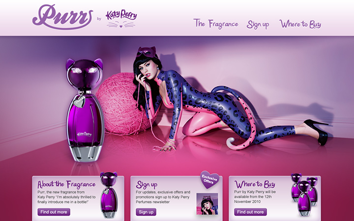 katy perry purr website homepage layout