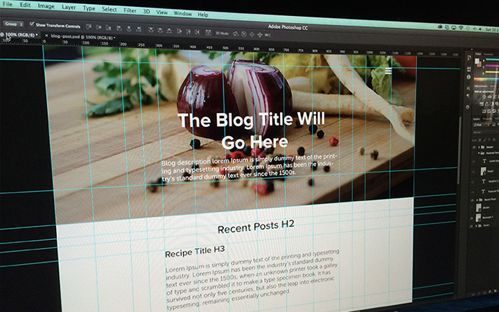 food blog mockup website layout