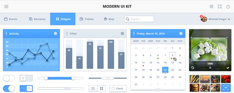 Modern Simple and Elegant UI Kit PSD