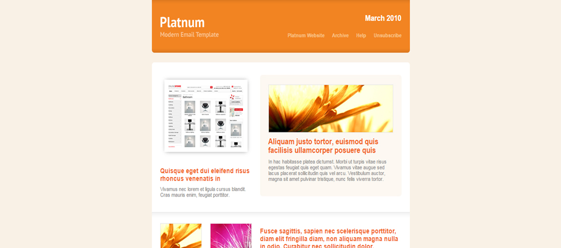 Platnum Email Template, 6 Layouts, 8 Colors