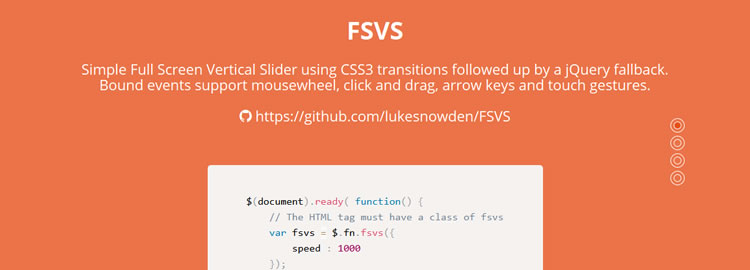 FSVS, a simple fullscreen vertical slider using CSS3 transitions with jQuery fallback