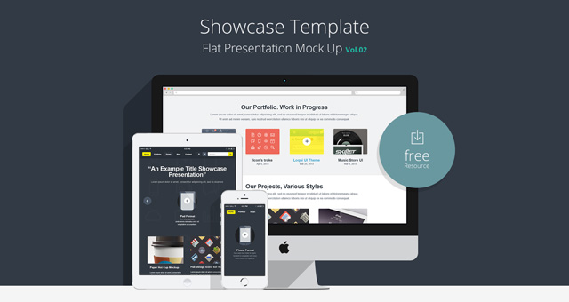 Flat Responsive Showcase Free PSD