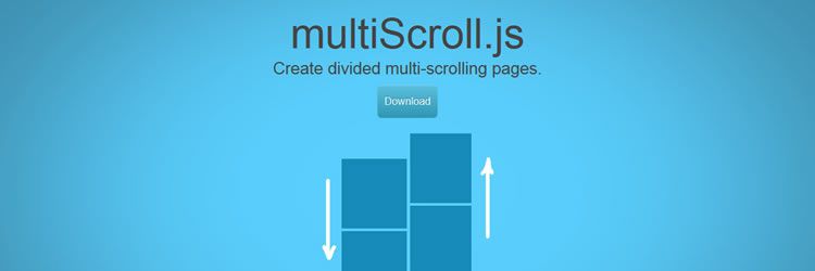 multiscroll.js is a simple jQuery plugin for creating multi scrolling websites in this weeks designer news