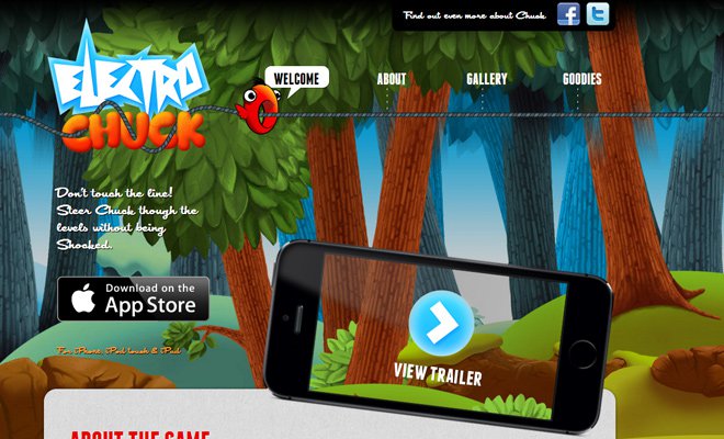 electro chuck iphone app game landing page