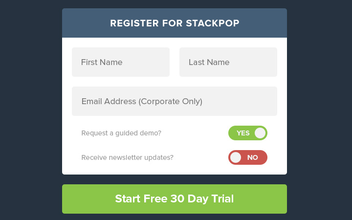 stackpop flat registration form design