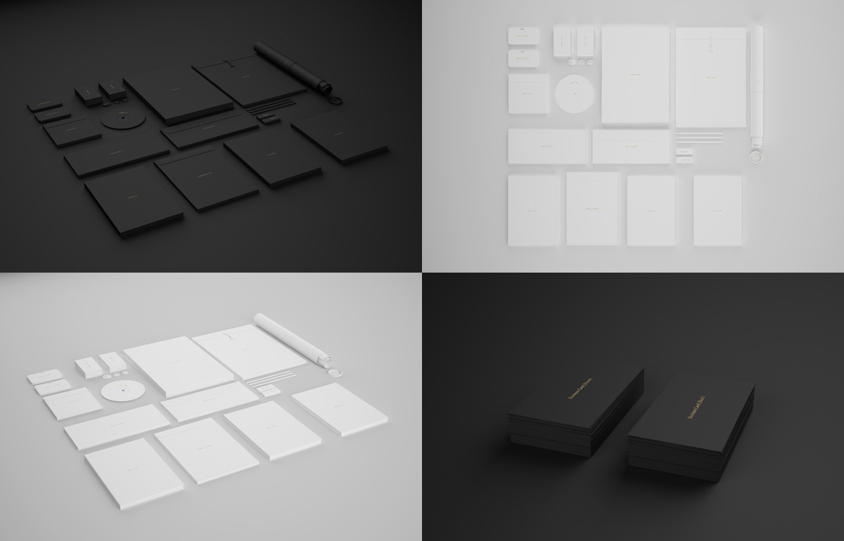 Black & White Brand Stationary Mockup Free PSD