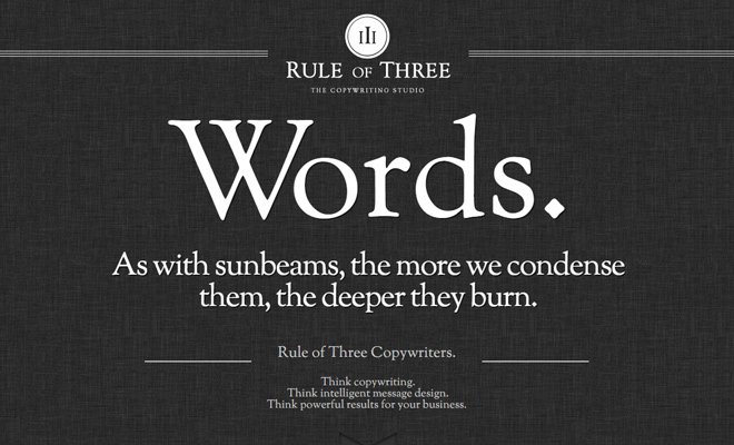 rule of three copywriters design agency homepage