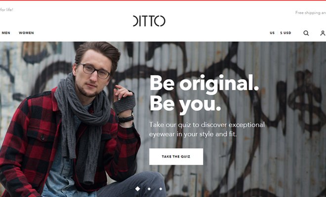 ditto designer glasses website layout navigation