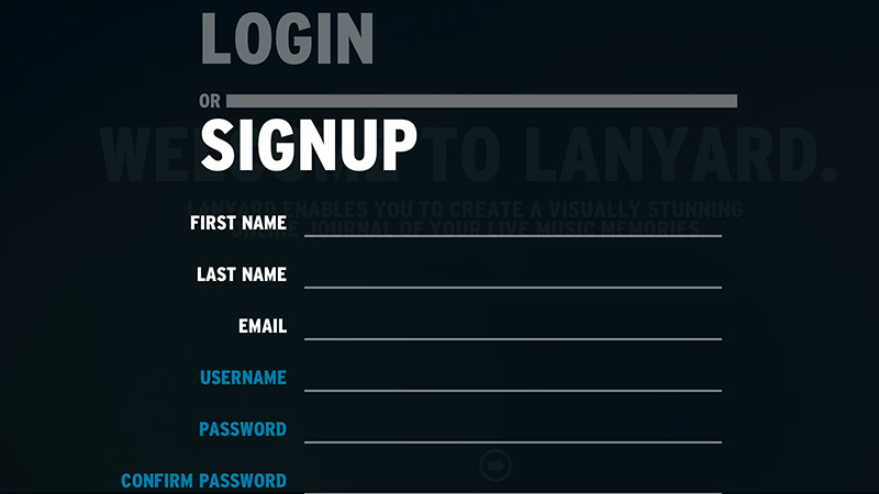 lanyard fm signup form contrast large text design