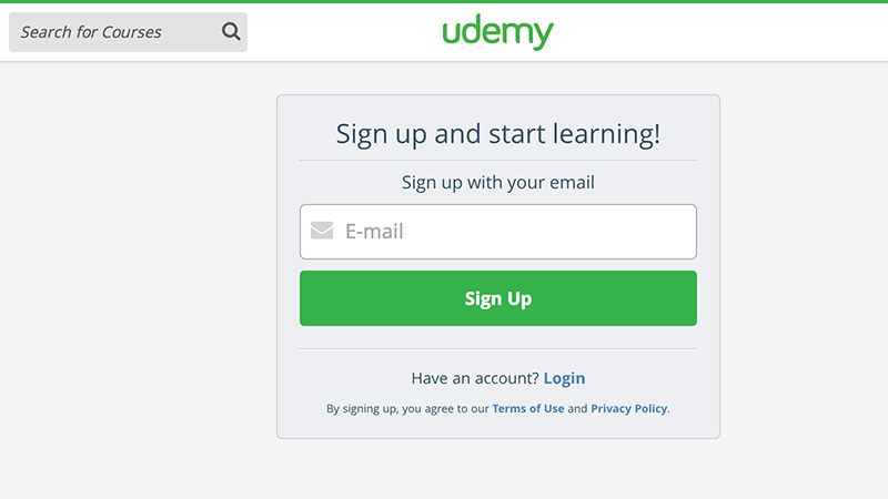 udemy email simple minimal signup page