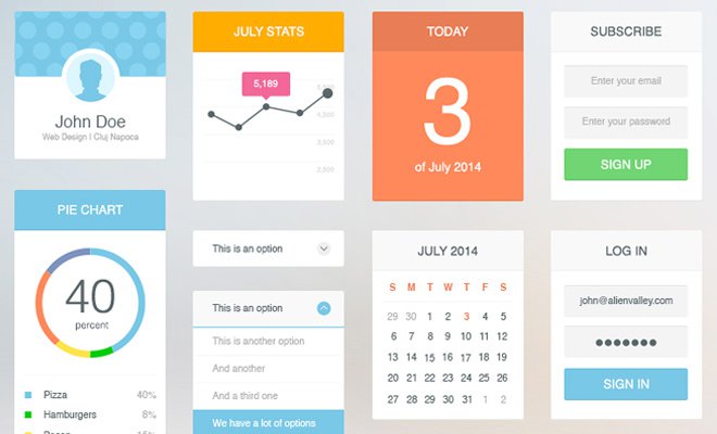 soft flat ui kit freebie pack