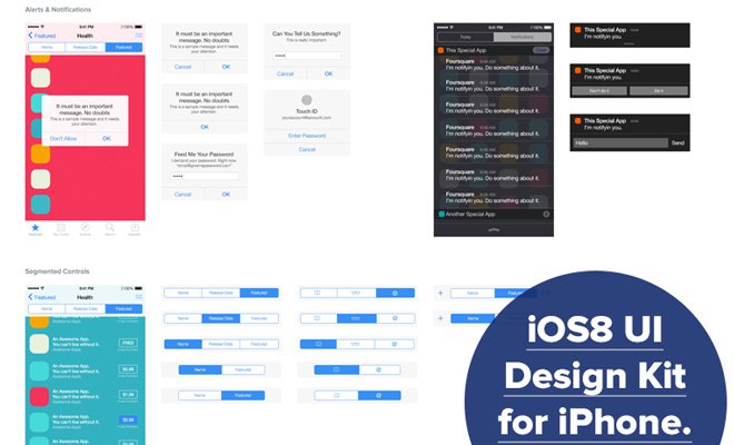 iphone ios8 freebie uikit psd sketch