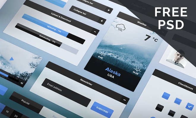 freebie blue winter ui kit psd