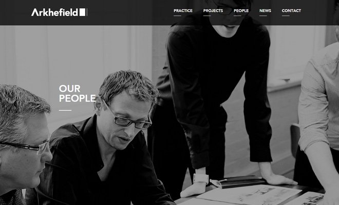 arkhefield architecture website black white layout
