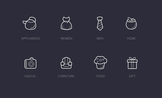 shopping outline icons categories
