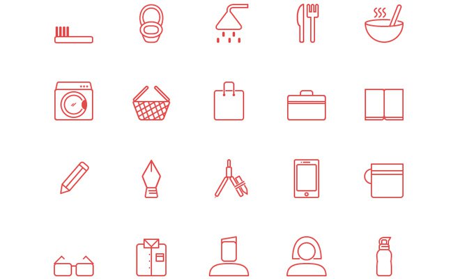 red outline lifestyle iconset freebie