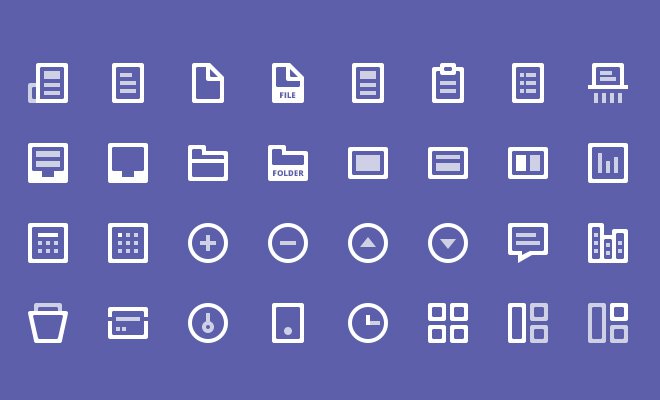 32 white simple line iconset freebie