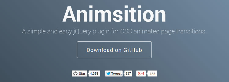 Animsition, a simple and easy jQuery plugin for CSS animated page transitions