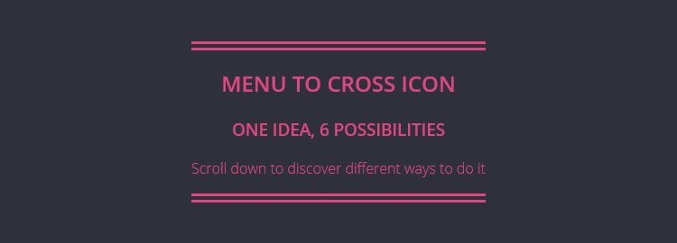 Menu to Cross Icon, a collection of options for transiting from hamburger icon to a cross