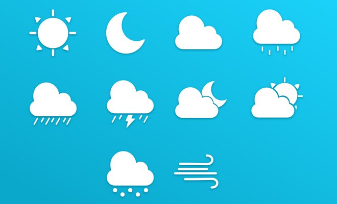 white weather iconset freebie pack