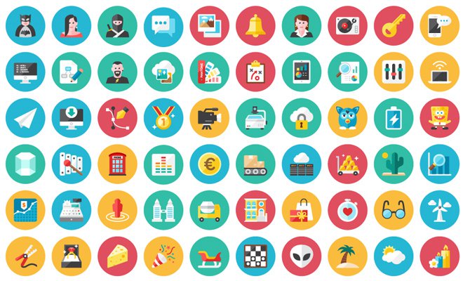 120 multicolor vector iconset freebie